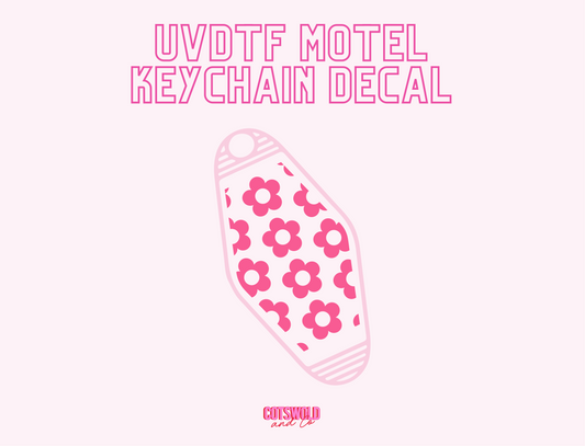 Pink Retro Flower Motel Keychain UVDTF Decal | UVDTF Motel Keychain Sticker
