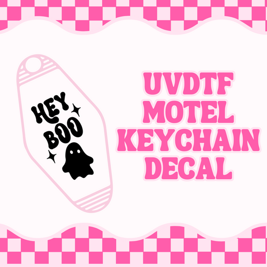 Hey Boo Halloween Motel Keychain UVDTF Decal | UVDTF Motel Keychain Sticker