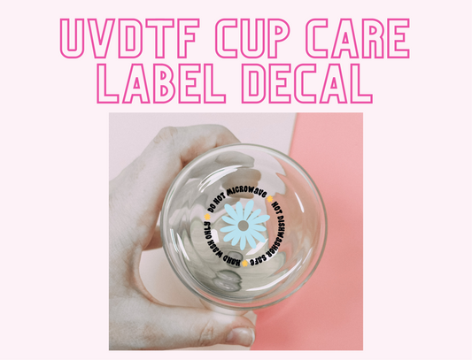 Blue Flower Cup Care Instructions UVDTF Decal Sticker