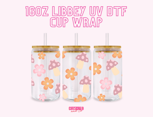Boho Mushrooms UV DTF Libbey 16oz Cup Wrap Sticker