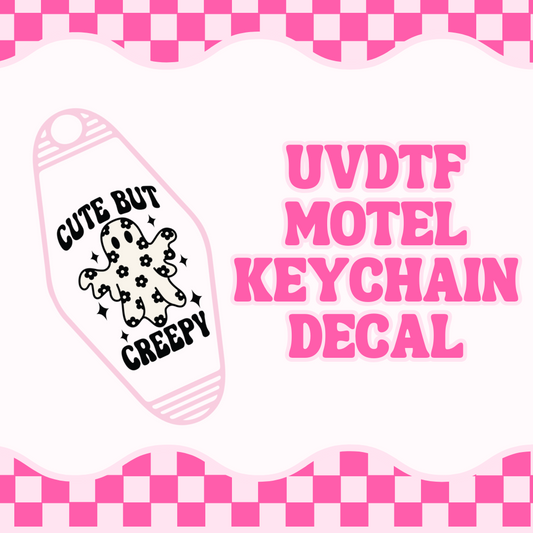 Cute But Creep Retro Ghost Halloween Motel Keychain UVDTF Decal | UVDTF Motel Keychain Sticker