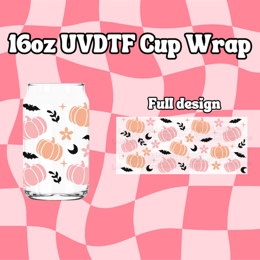 Halloween Pumpkin UV DTF Libbey 16oz Cup Wrap Sticker | Fall UVDTF Libbey Cup Wrap