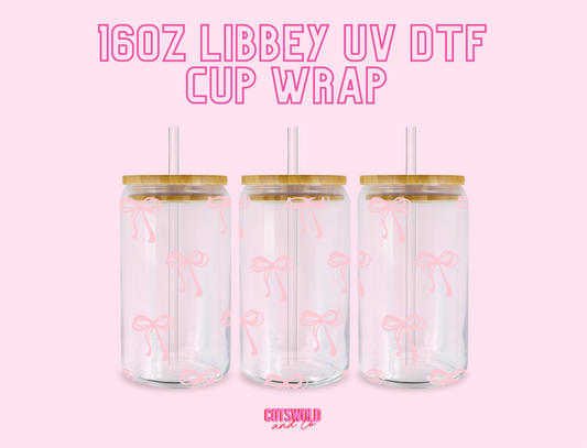 DTF UV Cup Wraps Transfers Libbey 16 Oz Glass Cans Boho Blooms