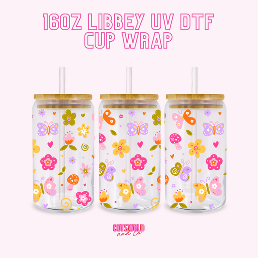 Neon Spring UV DTF Libbey 16oz Cup Wrap Sticker | Preppy UVDTF Libbey Cup Wrap