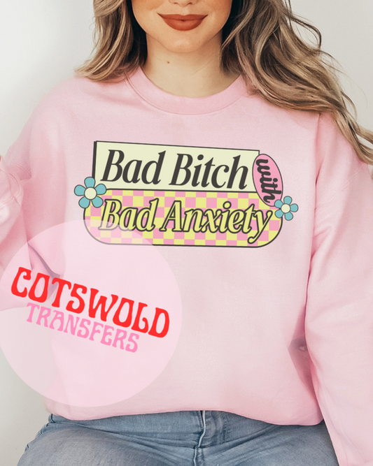 Bad Bitch With Bad Anxiety Aesthetic Retro DTF Transfer