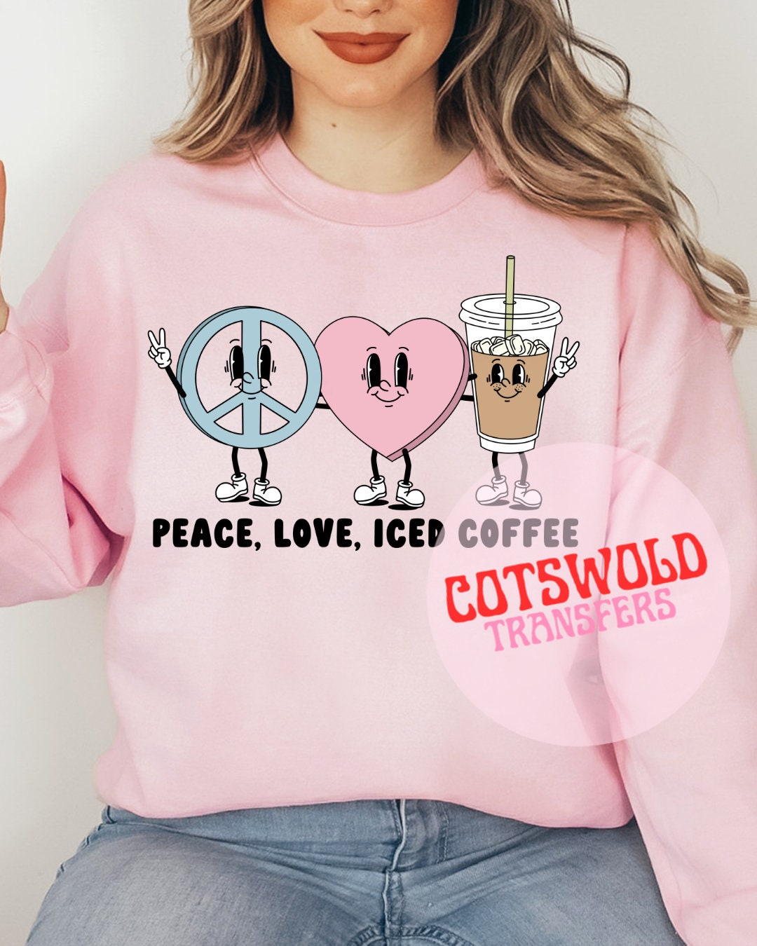 Peace Love and Iced Coffee Retro DTF Transfer | Ready to Press Coffee DTF transfer | Retro DTF Transfers