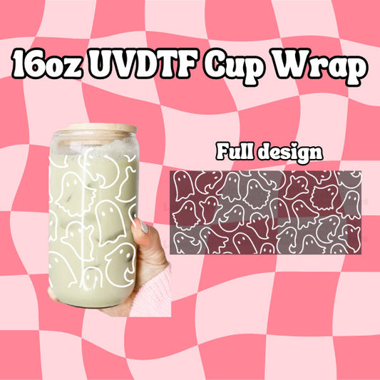 Halloween UV DTF Libbey 16oz Cup Wrap Sticker | Ghost UVDTF Libbey Cup Wrap
